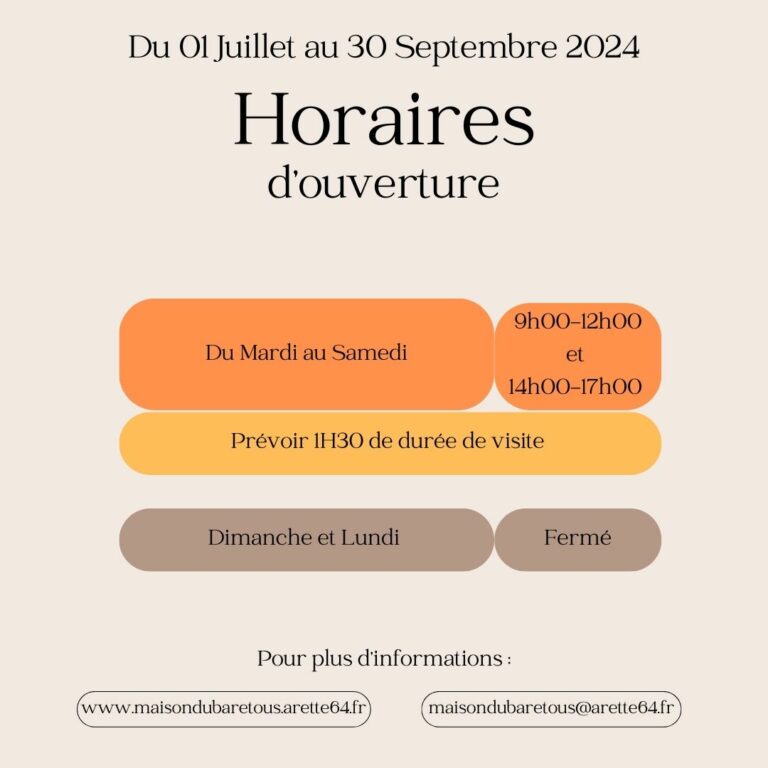 Horaires été 2024